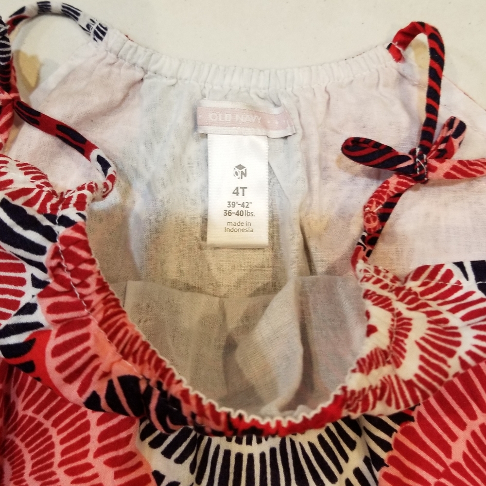 Old Navy Red Floral Ruffle Hem Spaghetti Strap Tank Dress 4T - Picture 4 of 8